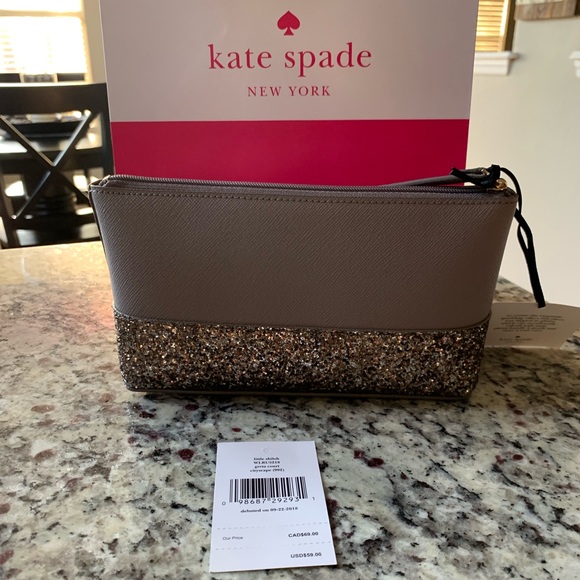 NWT Authentic Kate Spade Glitter Makeup Bag - Picture 2 of 6